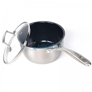 Stainless Steel Small Saucepan With Lid Induction Cooking Sauce Pot Sauce Pans Titanium Tri-Ply Stainless Steel Heavy Bottom Saucier Pot