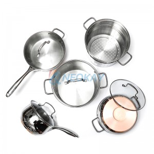 Stainless Steel Pots and Pans Set 9-Piece Induction Cookware Set Saucepan Pasta Strainer