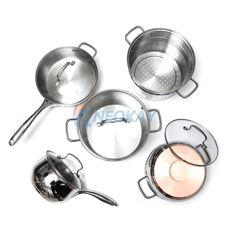 Stainless Steel Pots and Pans Set 9-Piece Induc...