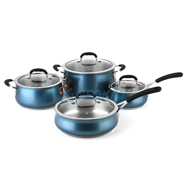 8-Piece Stainless Steel Cookware Sets Pot Set Cookware Set Cooking 18/8 with Glass Lid