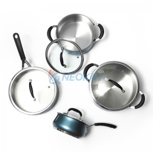 8-Piece Stainless Steel Cookware Sets Pot Set Cookware Set Cooking 18/8 with Glass Lid
