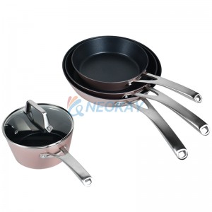 Classic Nonstick 5 Piece Pot and Pan Induction Pots and Pans Cookware Set With Stay Cool Metal Handles Glass Lids