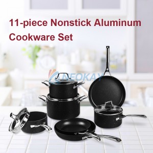 Induction Cookware Fadware Pots and Pans Set Nonstick Oven & Dishwasher Safe Cookware Kitchen Cooking Pan Set with Glass Lids Includes Frying Pans Saute Pan Saucepans & Stockpot Black