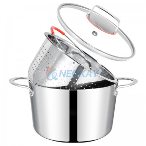 24CM Stainless steel soup & stock pot with Double Ear and Glass Lid