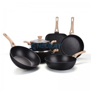 Nonstick Cookware Pots and Pans Set Granite Coating Non Stick Frying Pan Saucepan Stock Pot Deep Frying Pan Induction Conpatible Cooking Dishwasher and Oven Safe