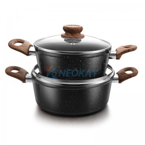 Nonstick Cookware Pots and Pans Set Granite Coating Non Stick Frying Pan Saucepan Stock Pot Deep Frying Pan Induction Conpatible Cooking Dishwasher and Oven Safe