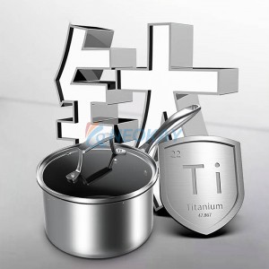 16CM Titanium Composite Non Stick Saucepan With Glass Lid