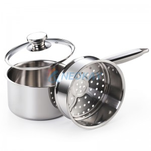 High Quality Three Layers Steamer Pot Stainless Steel Steamer Cooking Pot Triple Sauce Pan with Cast Steel Handle