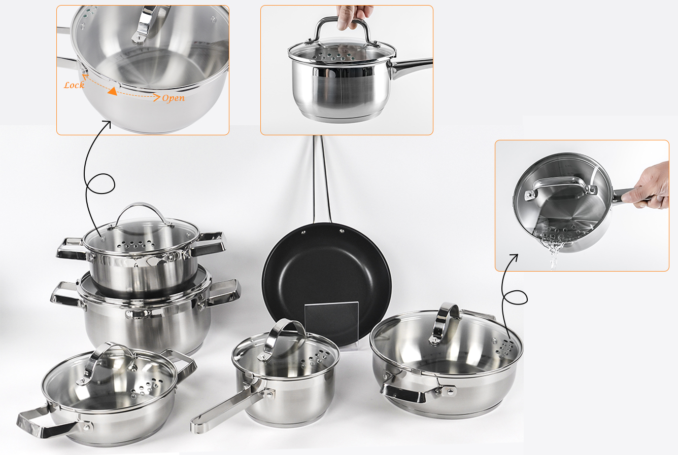 New Arrival-Distinctive Stainless Steel Cookware Set