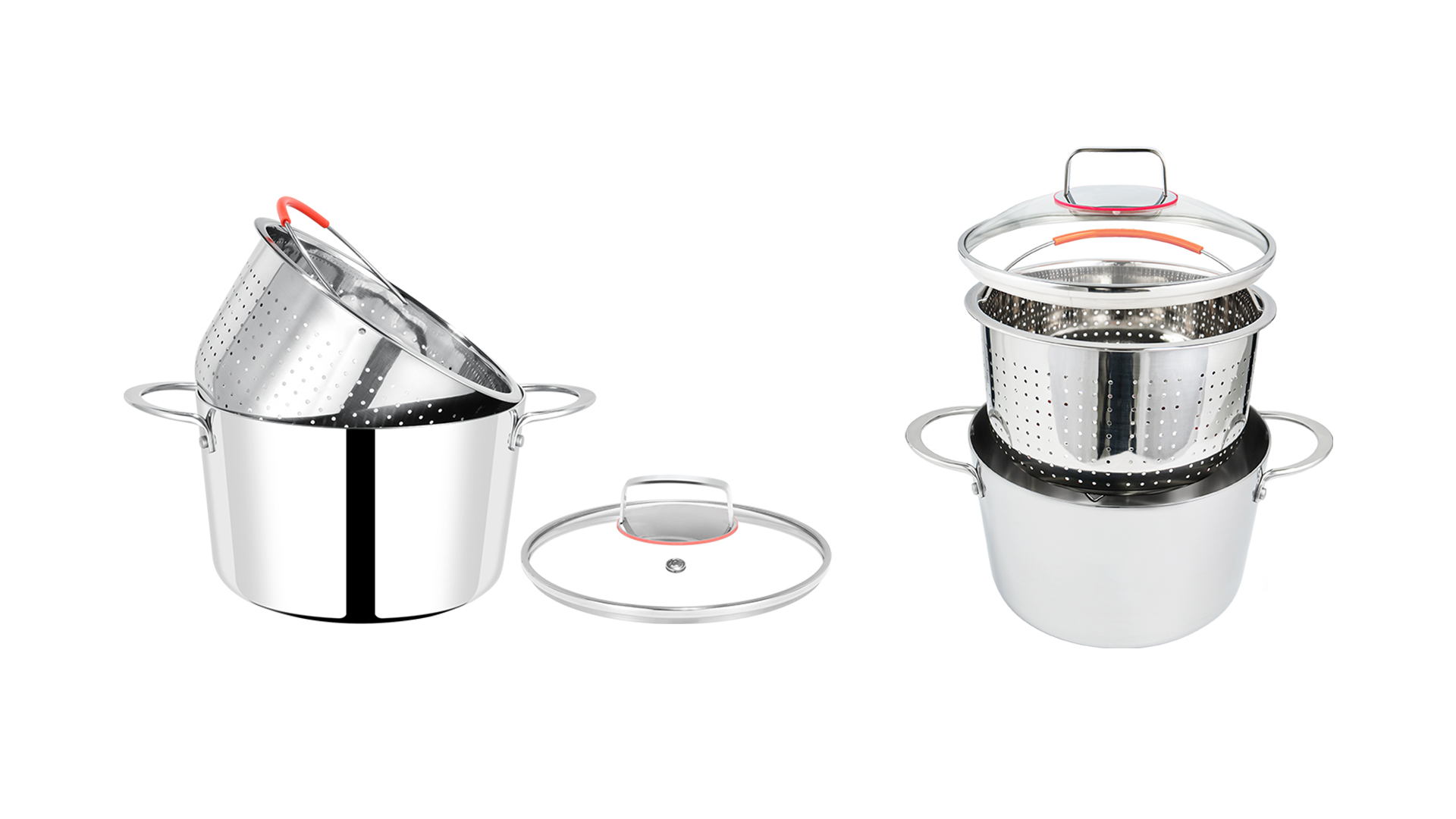 24CM Stainless Steel Soup & Stock Pot With Double Ear And Glass Lid