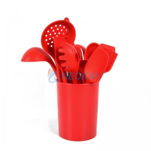 厨房用具 13 件套硅胶炊具红色厨房工具锅铲套装适用于不粘炊具烹饪服务