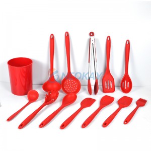 Kitchen Utensil Set of 13 Silicone Cooking Utensils Red Kitchen Tools Spatula Set for Nonstick Cookware Cooking Serving