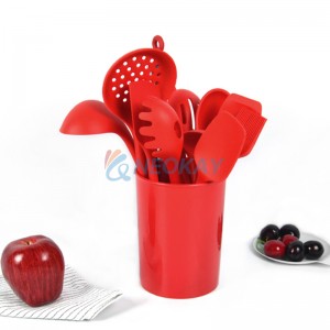 Kitchen Utensil Set of 13 Silicone Cooking Utensils Red Kitchen Tools Spatula Set for Nonstick Cookware Cooking Serving