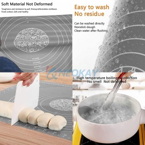 Silicone Pastry Mat Extra Thick Non Stick Baking Mat Non Stick Rolling Dough with Measurements-Non Slip Kneading Mat Counter Mat Dough Rolling Mat