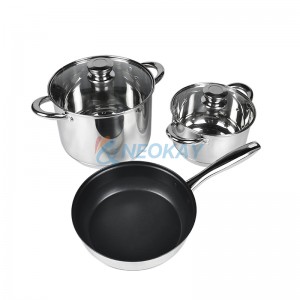 Utensilios de cocina de combinación inferior Juego de utensilios de cocina de acero inoxidable de 12 piezas Juego de ollas de grado alimenticio