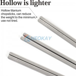 Metal Chopsticks Reusable 5 Pairs Titanium Chopsticks Dishwasher Safe Square Lightweight Non-Slip Chop Sticks Gift Set (Silver)