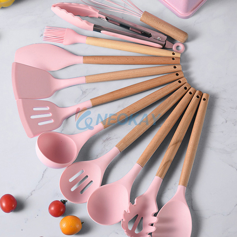 Silicone Cooking Utensils Set - Heat Resistant Kitchen Utensils, 19 Pieces  Kitchen Utensil Set, Pink 