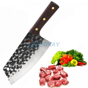 Нож для мяса Профессиональный кухонный нож Японский нож Высокоуглеродистая сталь Растительный нож для мяса с эргономичной деревянной ручкой