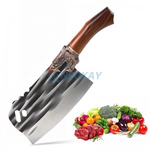 Purple Dragon Meat Cleaver Hand Forged Full Tang Kitchen Knife ultra sharp Chef Knife High Carbon Steel Boning Knife Butcher Knife for Kitchen