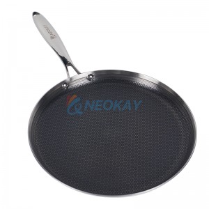 Honeycomb Stainless Steel Griddle Non-Stick Fry Pan with Stay Cool Handle  Dishwasher and Oven Safe Works with Induction Ceramic Electric and Gas Cooktops