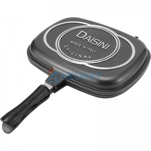 Double Side Grilled Pan Non‑Stick Aluminium Double Grill Pan Panini Maker Fry Pan for Barbecue Chicken and Fish