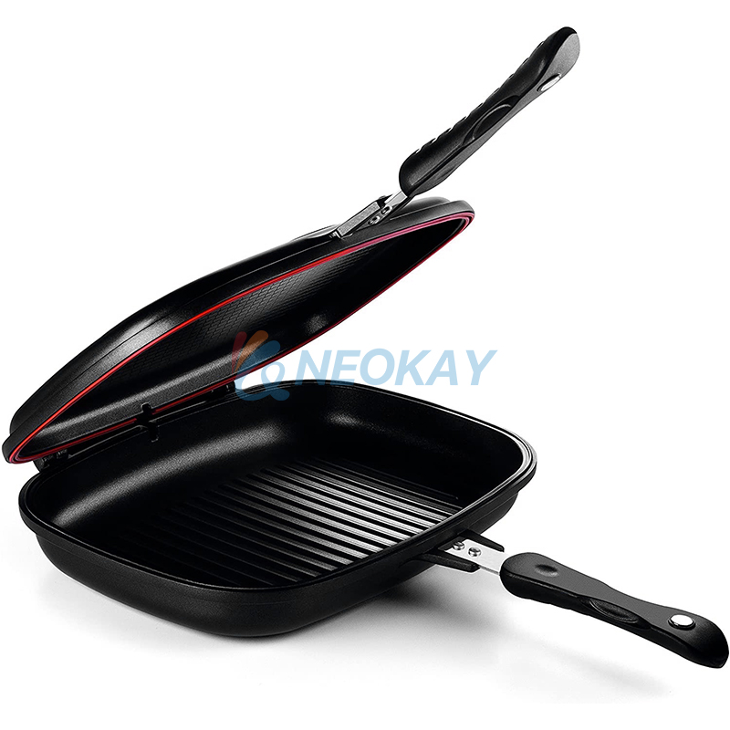Double-sided Portable BBQ Grill Pan, Flip Non-stick Frying Pan Safe  Anti-scalding Handle Double Omelette Pan Cookware Stove Square Pan with  Original