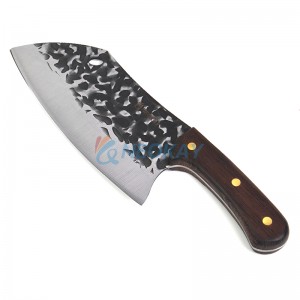 Serbian Chef Knife Butcher Knife Forged in Fire Cleaver Knife High Carbon Steel Bone Cutting Knife with Non-Slip Ergonomic Wenge Wood Handle
