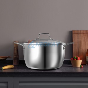 Titaniu Thicken Tri-Ply Full Body Stainless Steel Stock pot with Glass Lid Large Capacity Cookware for Pasta Soup Sauce and More