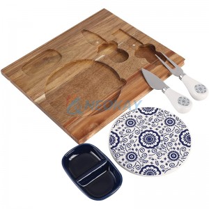 Large Charcuterie Board Gift Set  Acacia Wood Luxury Cheese Board with Stainless Steel Knives Slates and Bowls Housewarming Gift