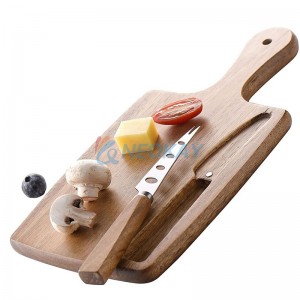 Home Mini Cutting Board With Magnetic Knife Small Fruit Cheese Cutting Board Solid Bamboo Wood Board