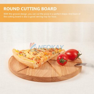Pizza Peel with Pizza Cutter Round Pizza Paddle, Acacia Wood Pizza Cutting Board Cheese Serving Board