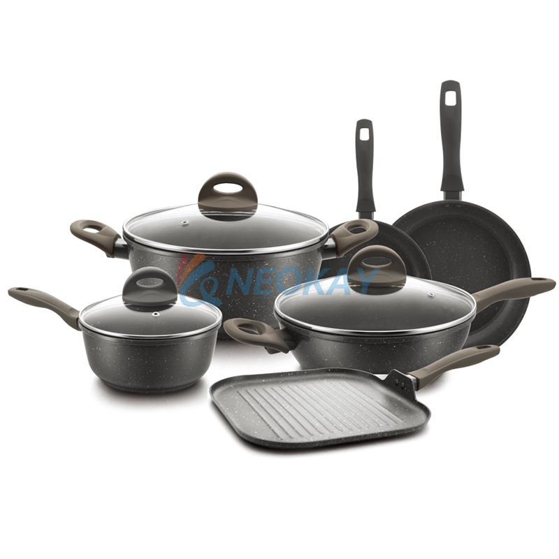 High Quality 9 Pcs Pots And Pans Non-stick Cookware Set Nonstick Forged Pot Pan Aluminum Cookware Sets