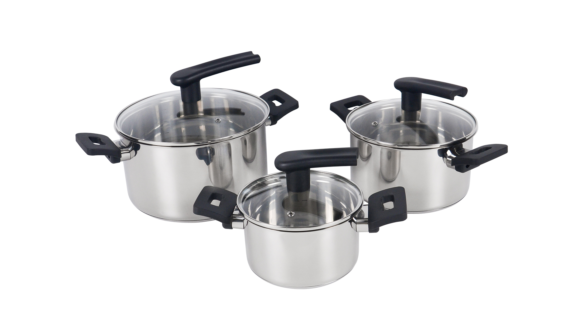 Stainless Steel Kitchen Induction Pot Cookware Set 6-Piece Pots With Stand Lid