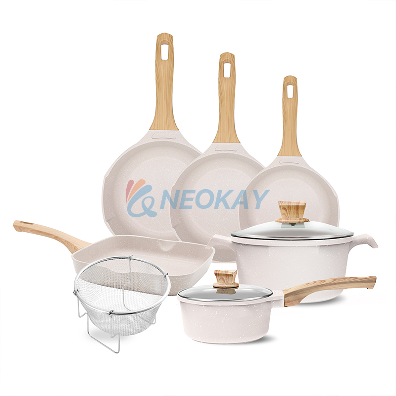 9pcs Cooking & Dining Pans and Pots Die Casting Aluminum Nonstick Cookware Sets with Glass lid