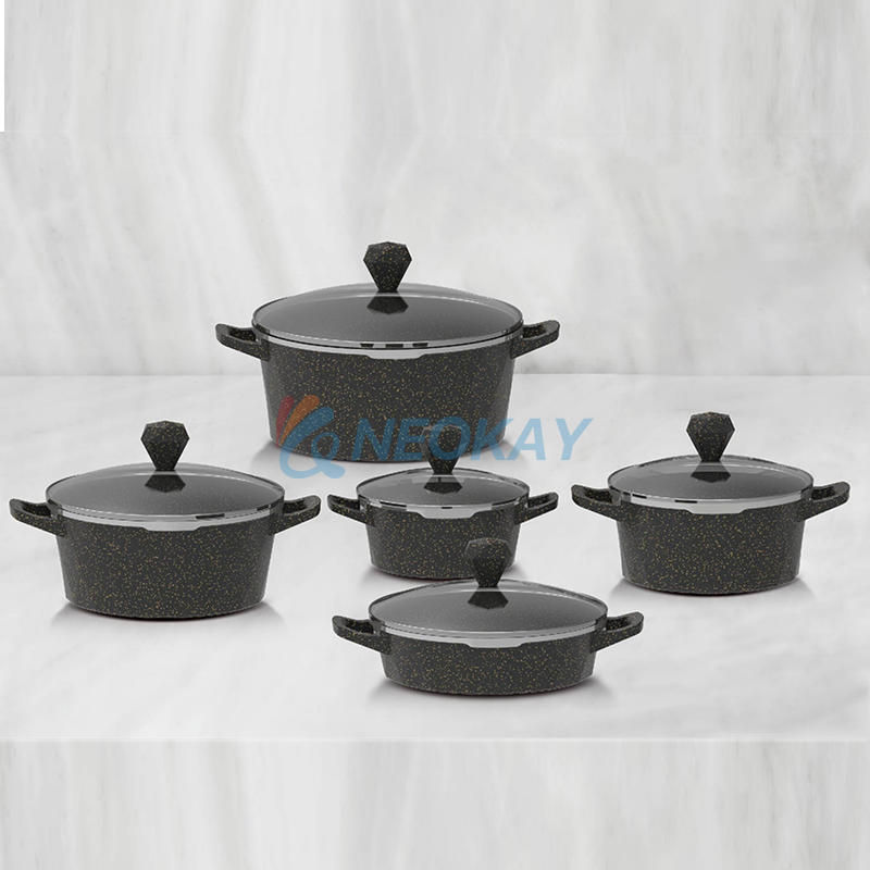 Pots and Pans Set Nonstick Granite Coating Non ...