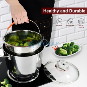 24CM Stainless steel soup & stock pot with Double Ear and Glass Lid