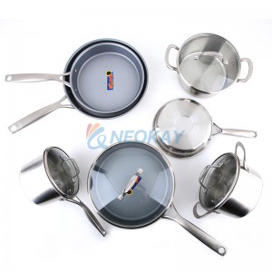 Cookware Tri-Ply Stainless Steel Nonstick 11 Piece Cookware Pots and Pans Set